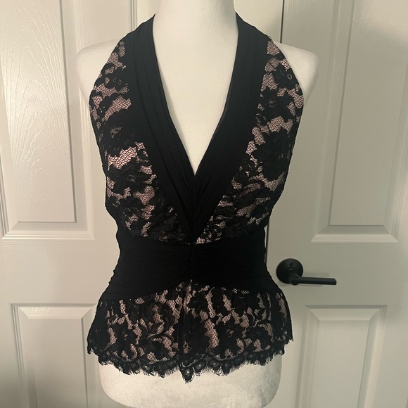 Tadashi Shoji Tops - Tadashi Shoji Black and Pink Lace Top